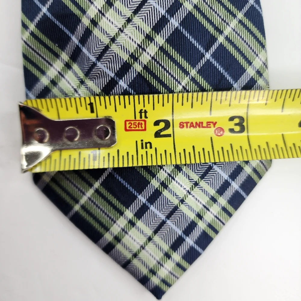 CHAPS Green & Blue Plaid Silk Tie.